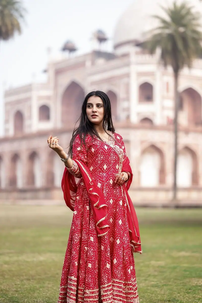 Gulbahar - Red Digital Print Anarkali